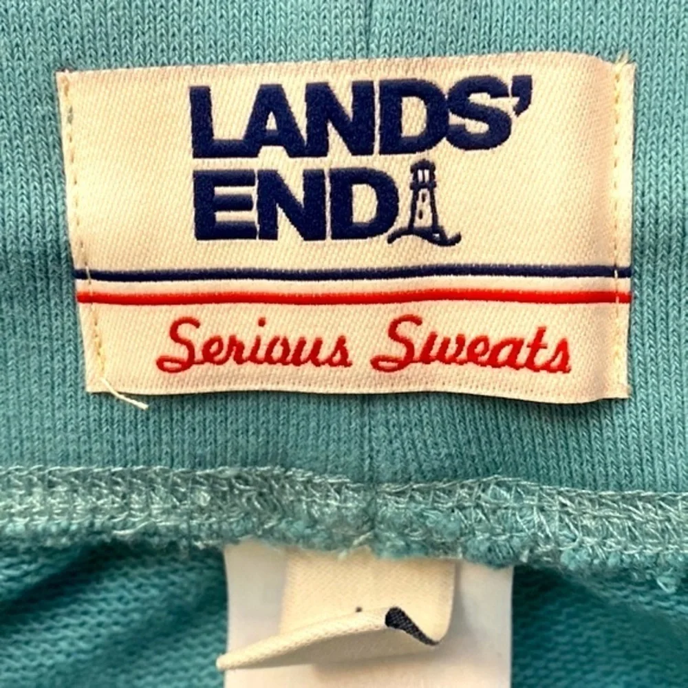 NWOT Men’s Land’s End Serious Sweats Sea Foam Blue Draw String Joggers Size L